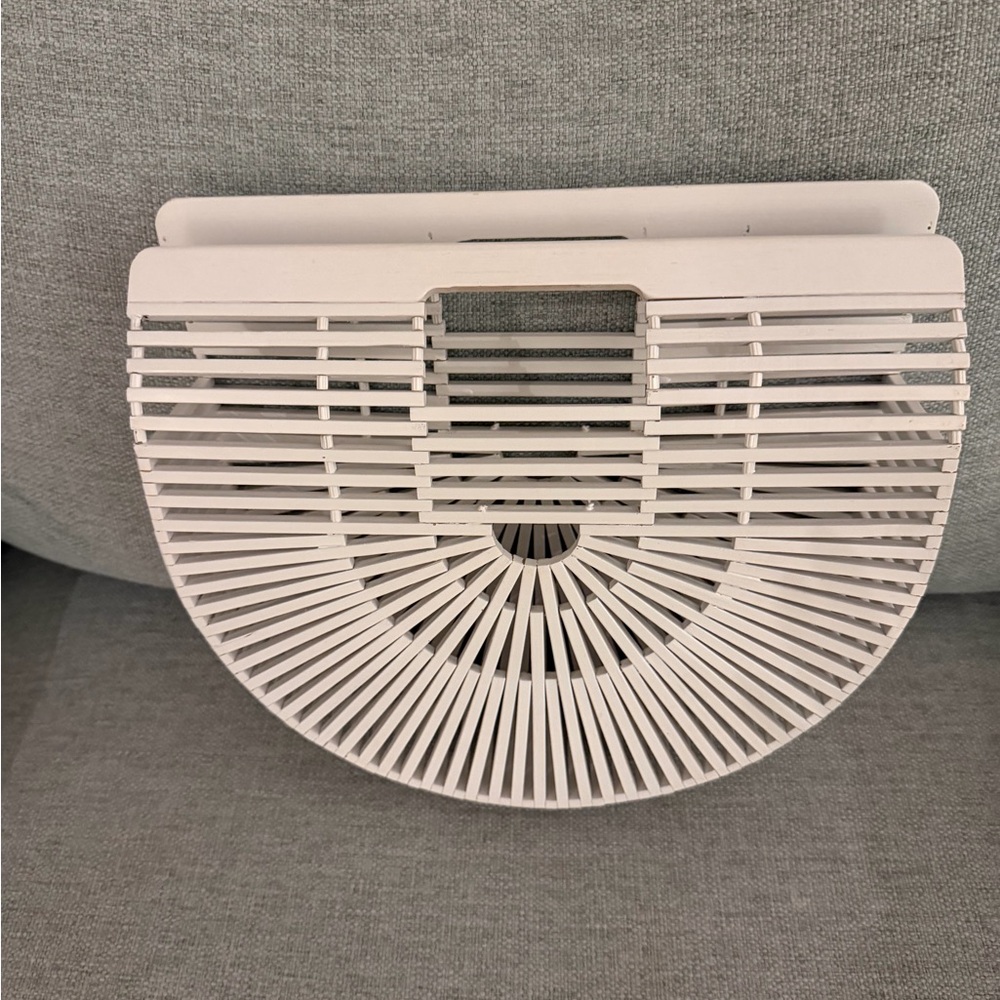 White Bamboo Half-Moon Handbag